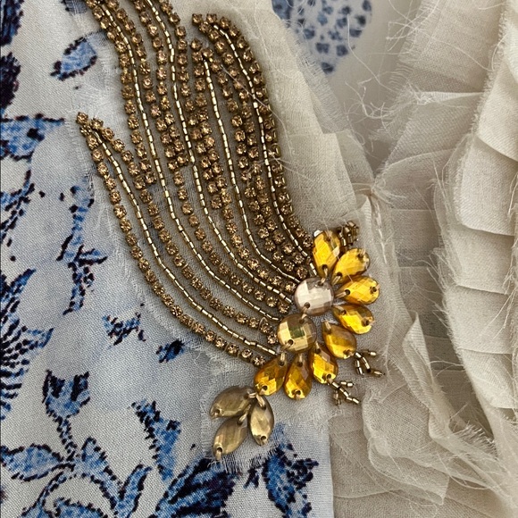 FARAH TALIB AZIZ floral chiffon embroidered and beaded tunic dress - Picture 4 of 7